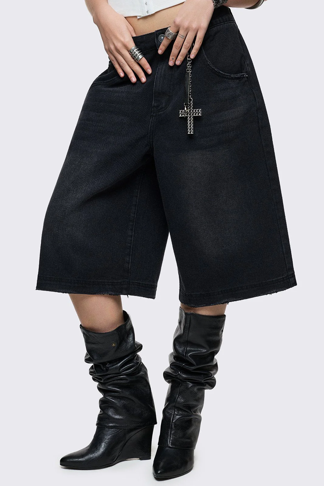 Black Washed Jorts - Image 3