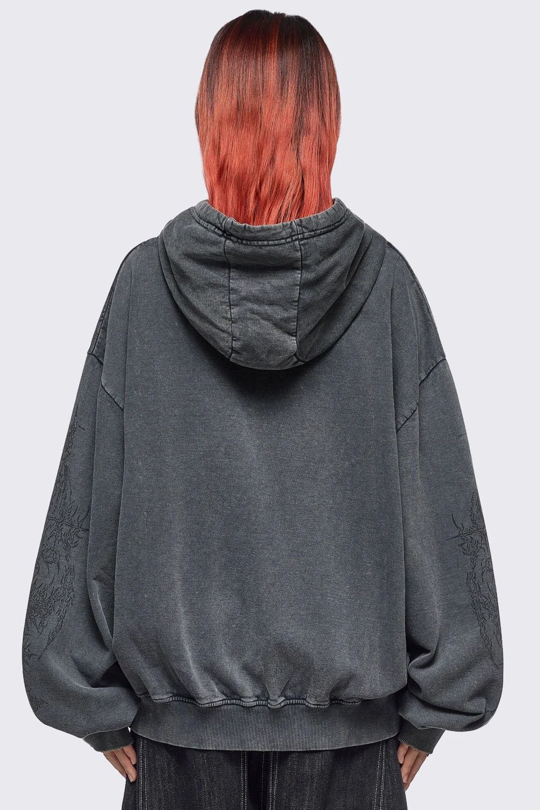 Enigmatic Grey Washed Zip Up Hoodie - Image 4