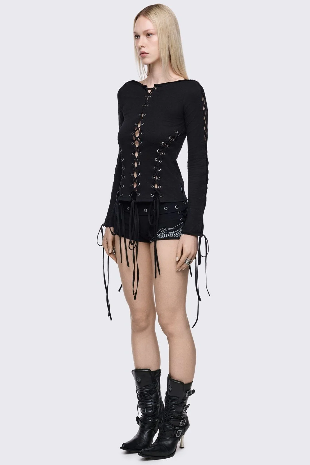 Faithless Black Mini Jersey Shorts - Image 3
