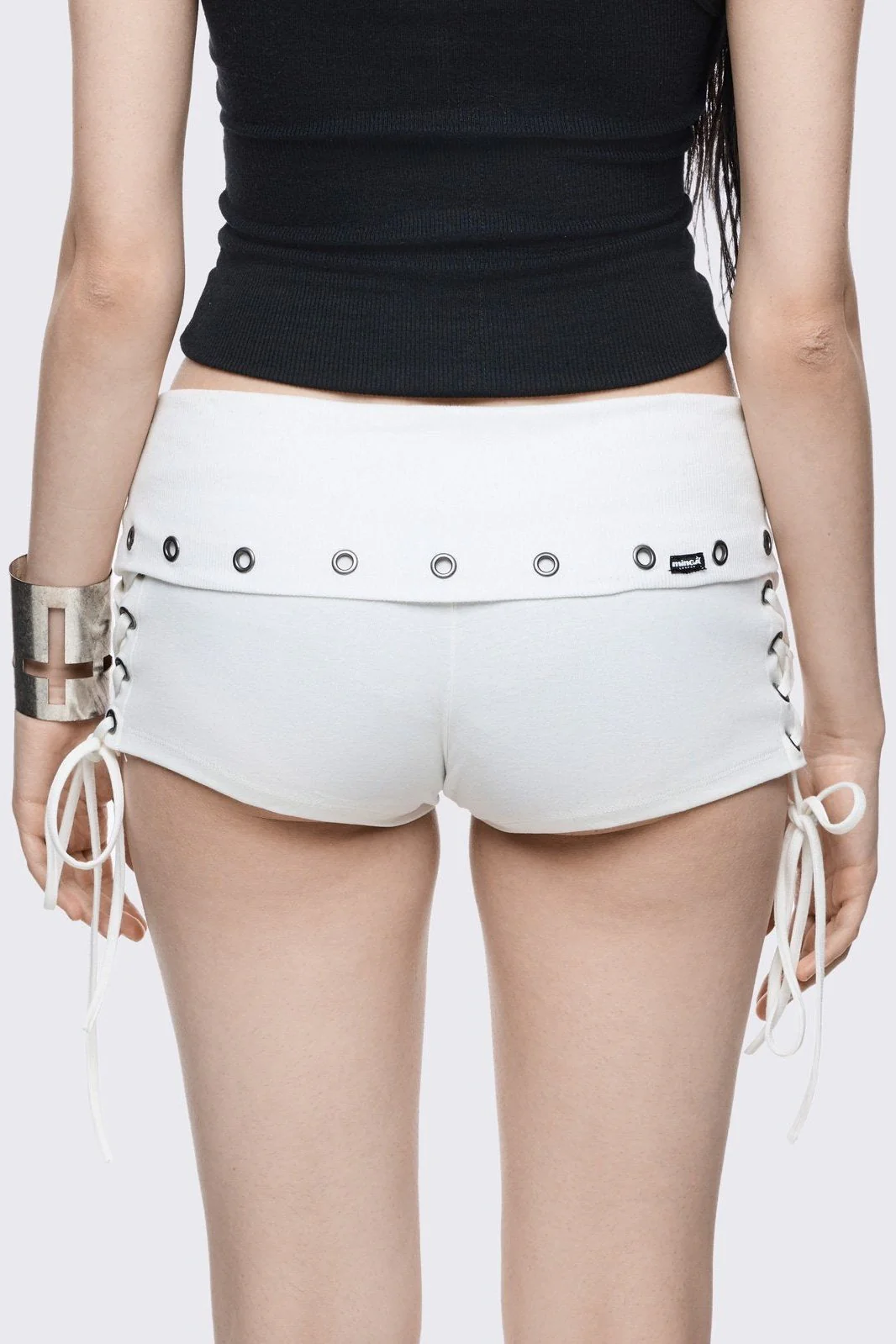 Faithless White Mini Jersey Shorts - Image 4