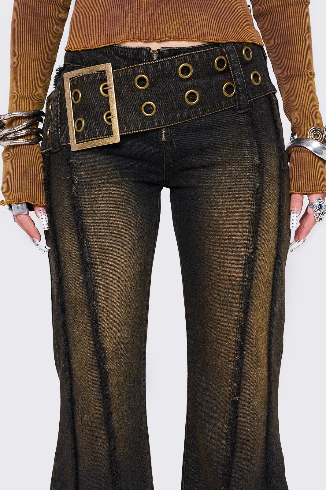 Gia Overdye Belted Flared Jeans - Image 3