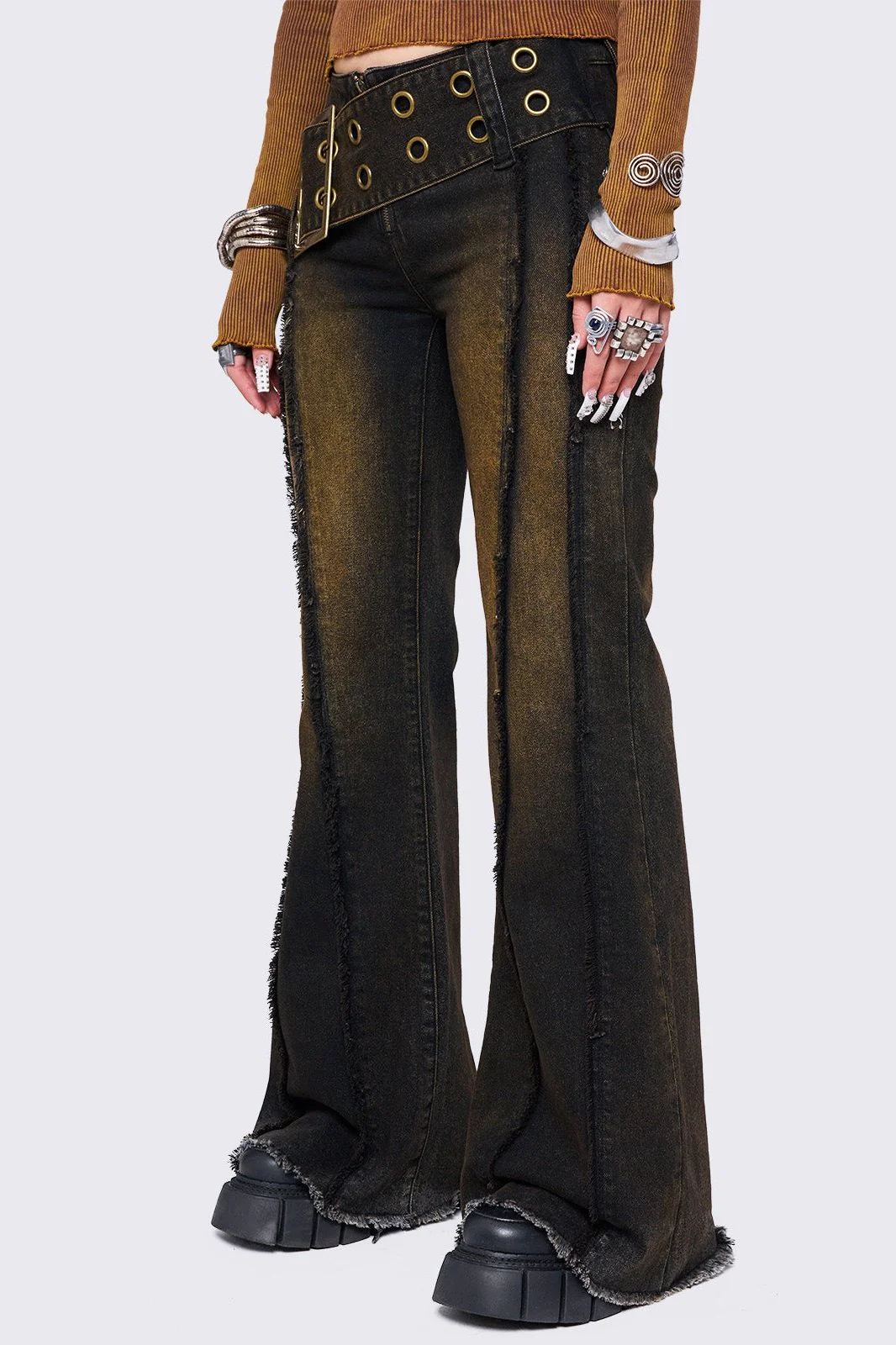 Gia Overdye Belted Flared Jeans - Image 5