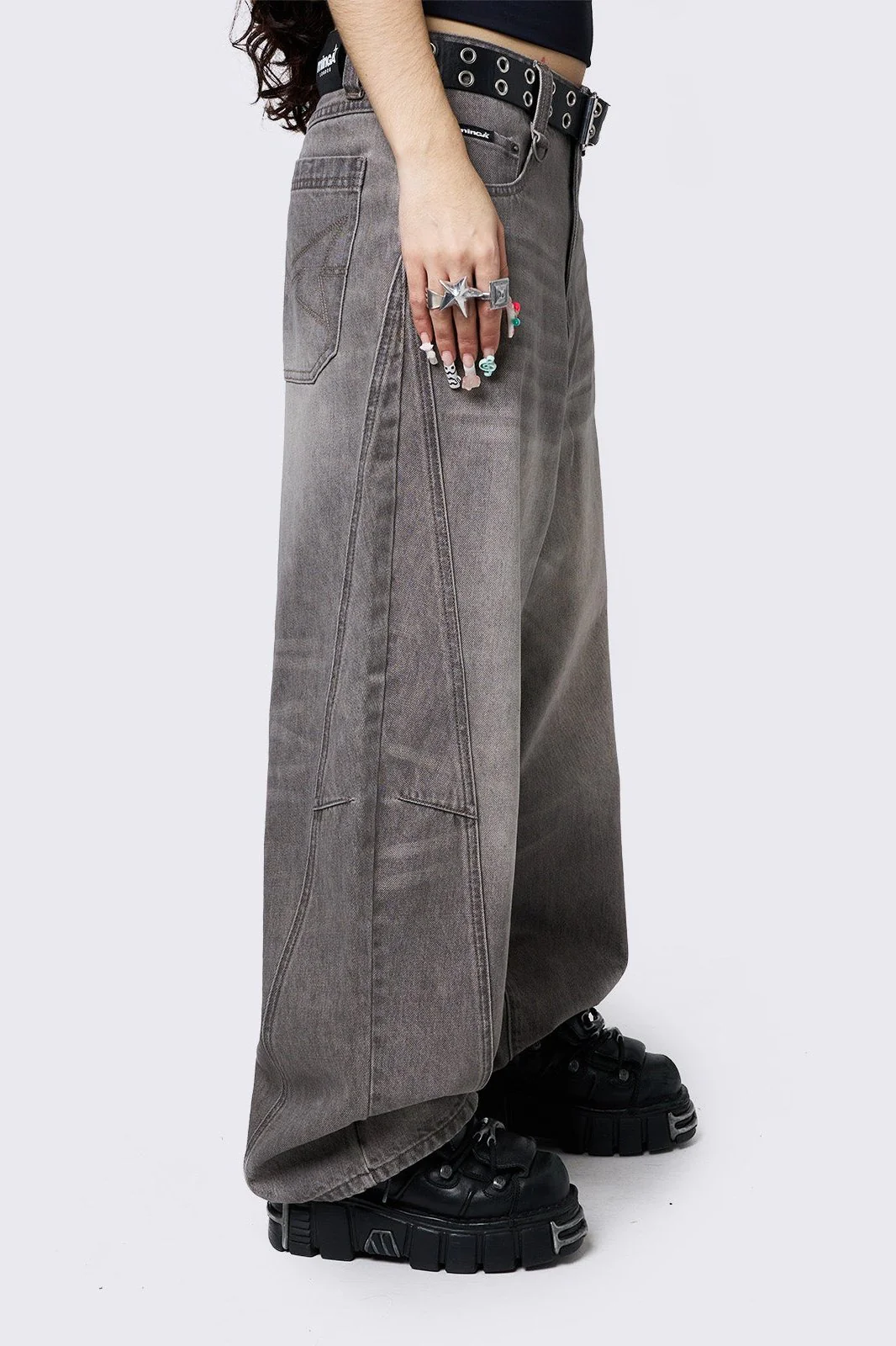 Grey Super Baggy Jeans - Image 4