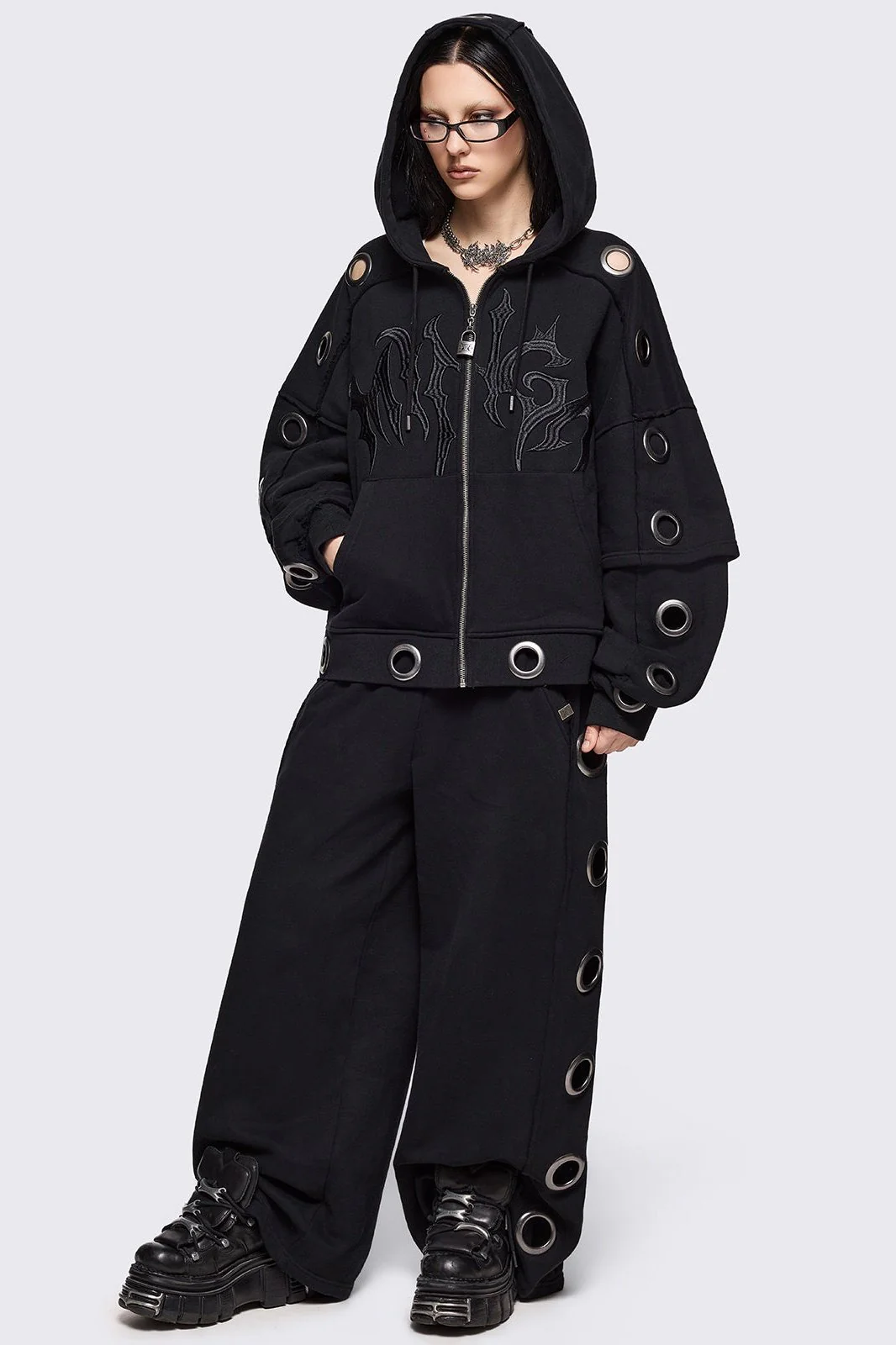 Hexa Black Zip Up Hoodie - Image 4