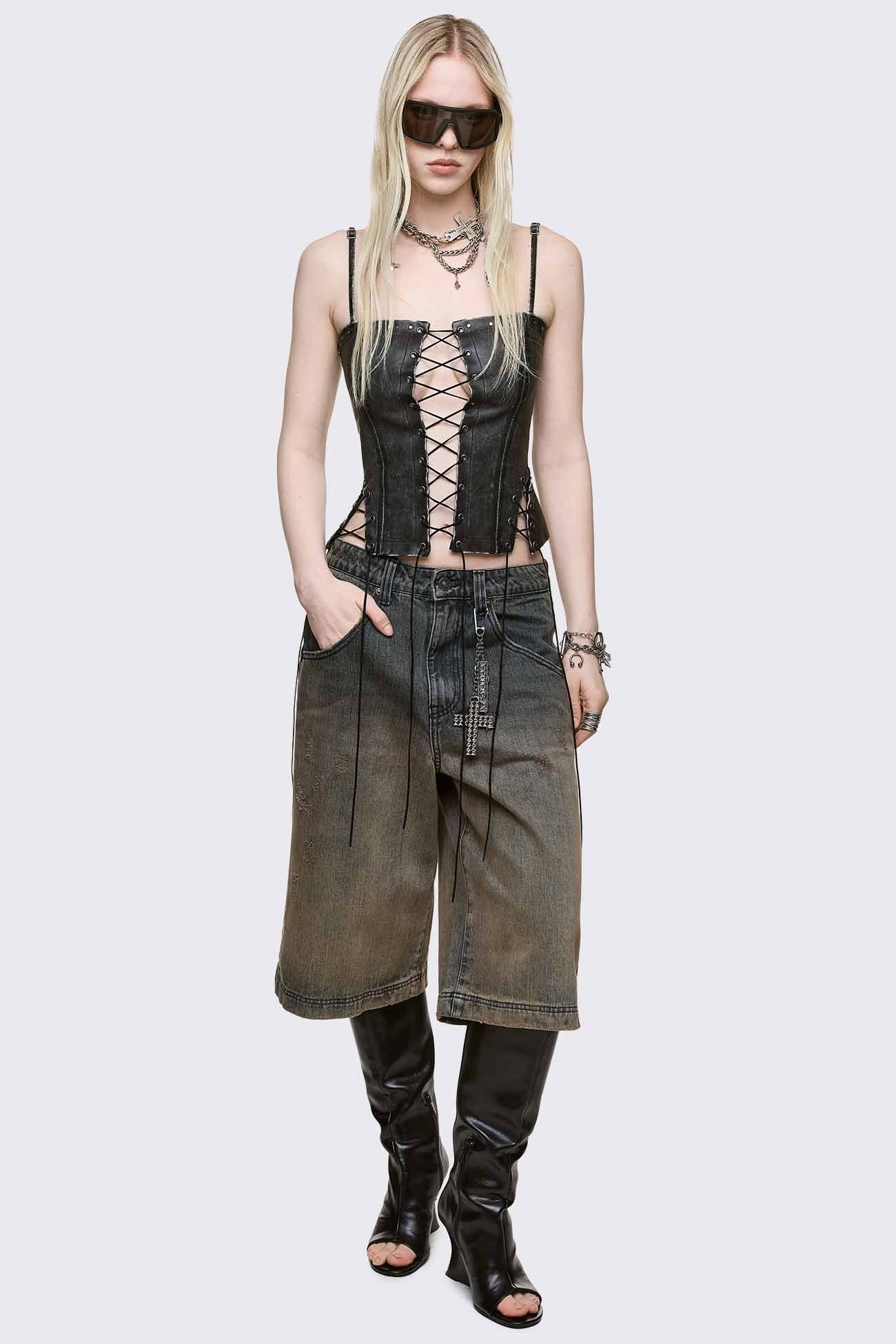 Jessie Vegan Leather Corset Top - Image 4