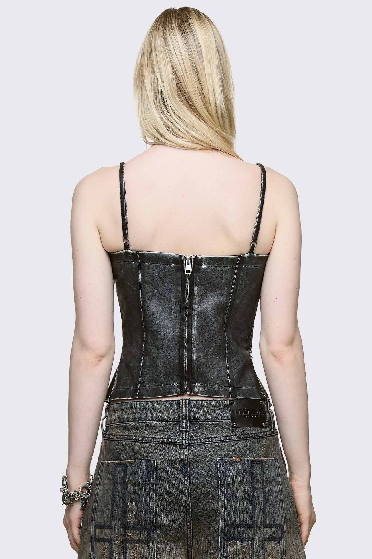 Jessie Vegan Leather Corset Top - Image 5