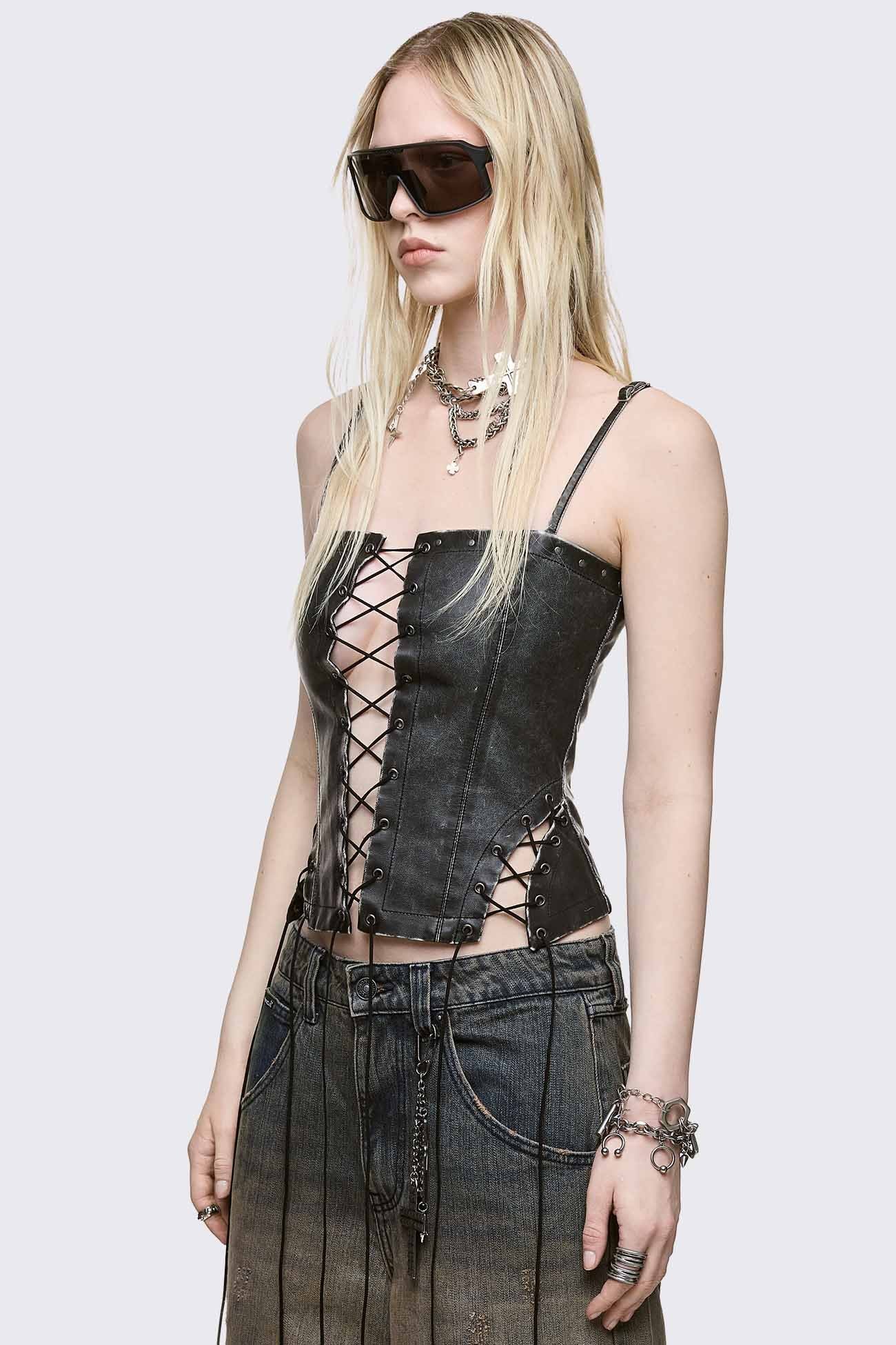 Jessie Vegan Leather Corset Top - Image 6