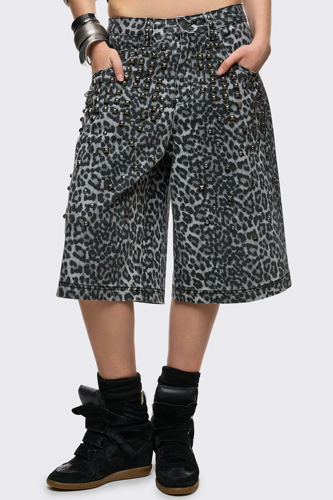 Leopard Studded Jorts - Image 3