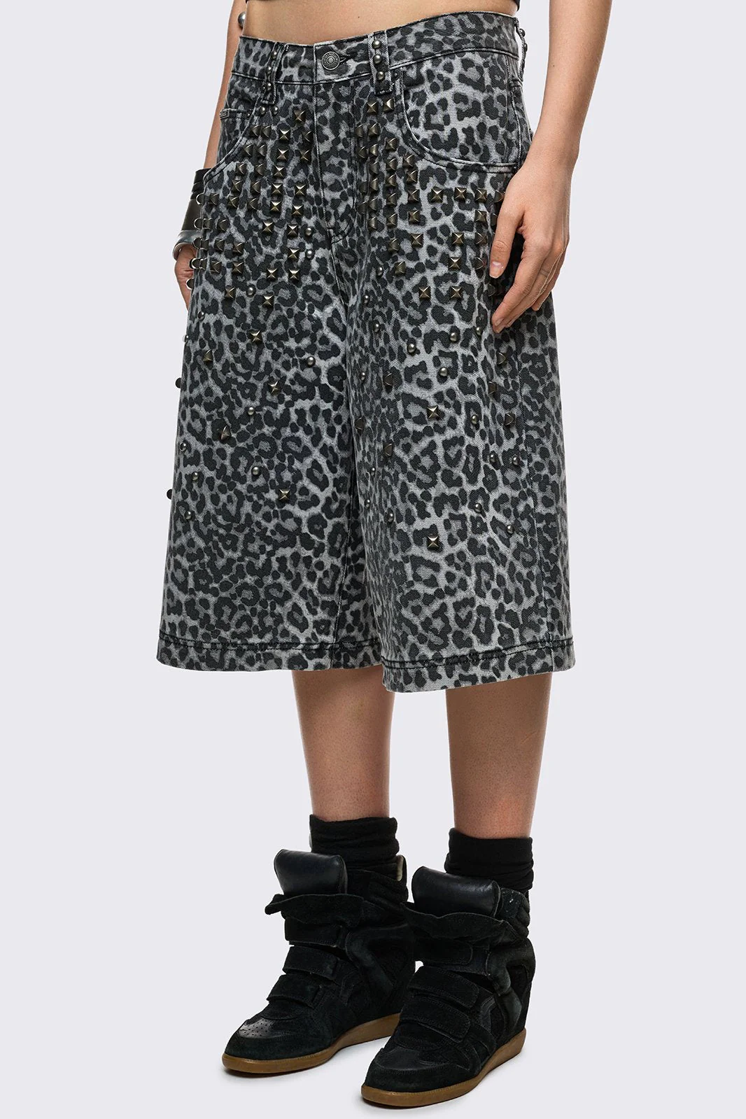 Leopard Studded Jorts - Image 7