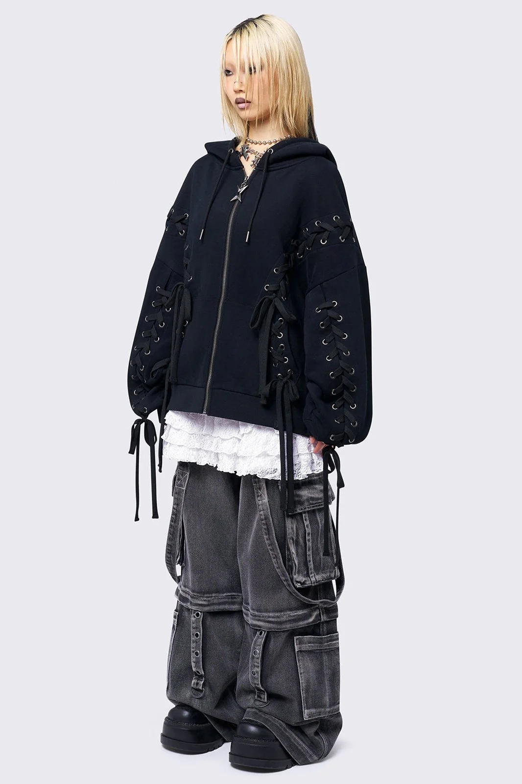 Mia Black Zip Up Hoodie - Image 5