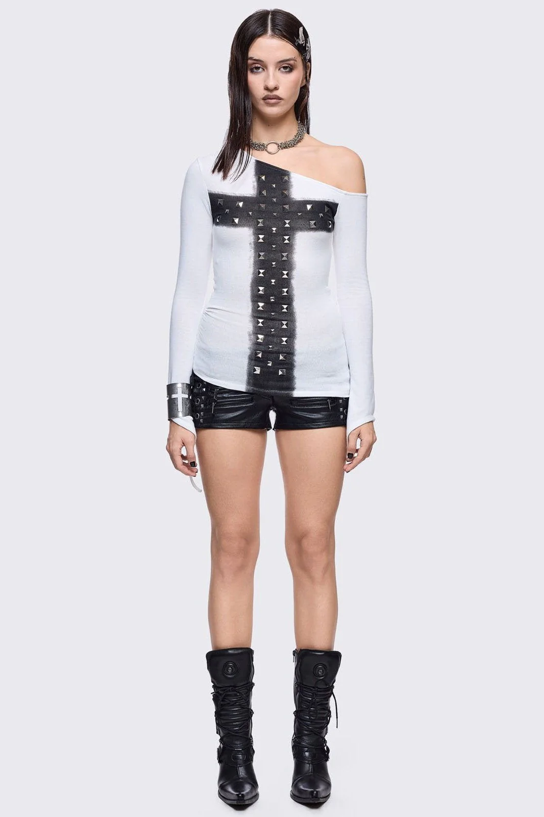 Savage Mini Vegan Leather Shorts - Image 3